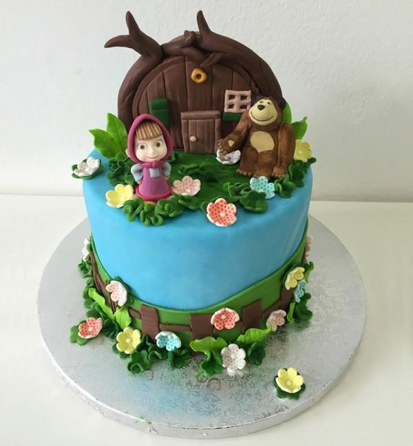 Motyw tortu Masza i Niedźwiedź tort urodzinowy dla dzieci