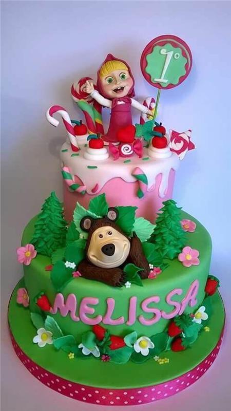 Ciasto Masza i Niedźwiedź Ciasto Z Motywem Urodzin dla Dzieci