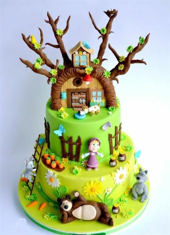 Ciasto Masza i Niedźwiedź Tort z motywem Urodziny dla dzieci Zwierzęta w lesie