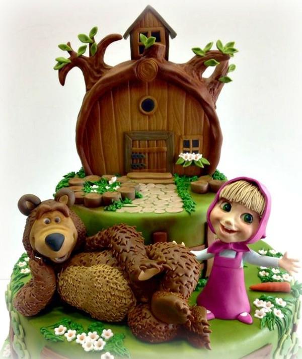 Motyw ciasta Masza i Niedźwiedź Tort urodzinowy dla dzieci serial telewizyjny dla dzieci