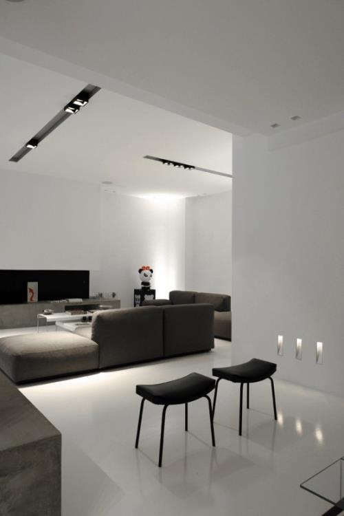 Minimalizm w salonie idealny projekt pokoju wbudowane oświetlenie typowe oświetlenie pokoju