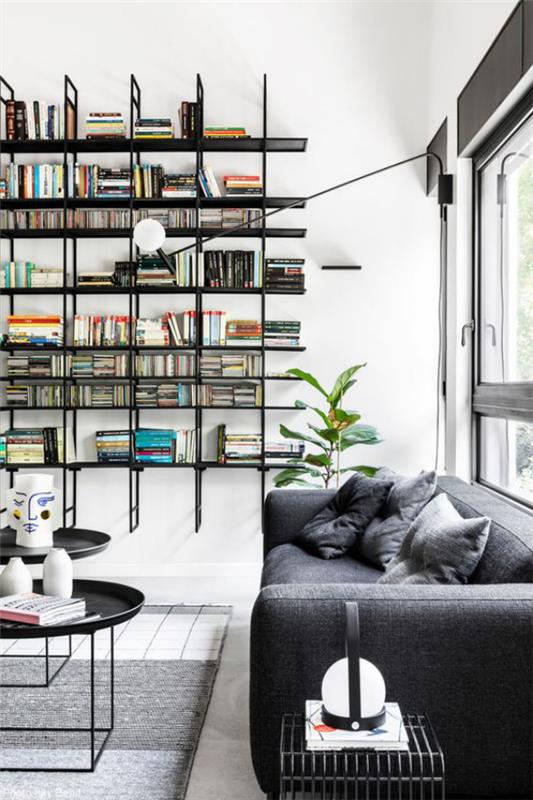 Bibliothèque à la maison moderne étagères flottantes solution cool à l'intérieur