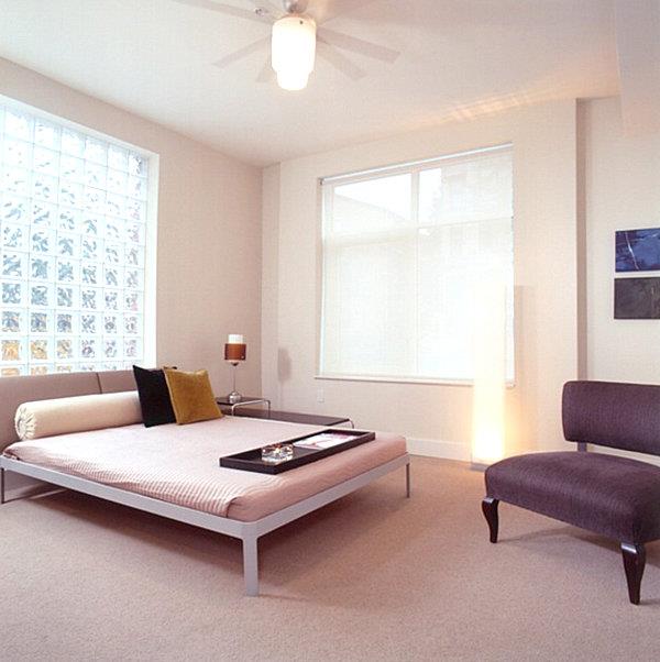 Nowoczesne pokoje z sypialniami z pustaków szklanych elegancko minimalistyczne