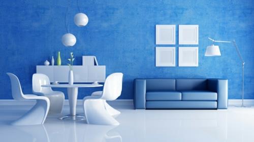 Peinture murale moderne pour la maison meubles brillants effet froid bleu