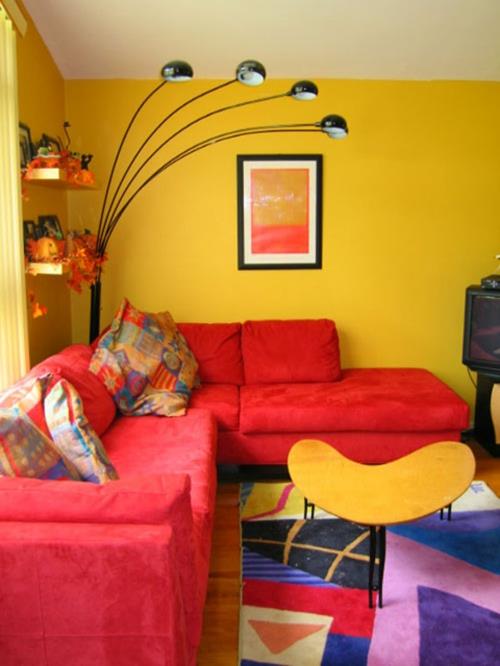 Peinture murale moderne pour la maison Lampe à arc jaune photos rouge