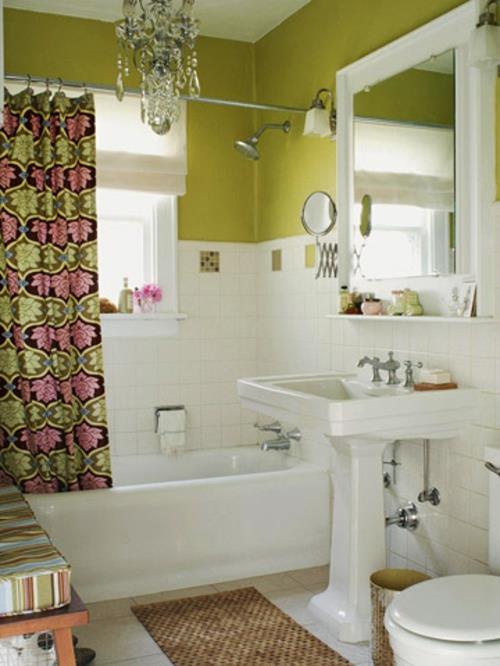 Peinture murale moderne pour la maison rideaux de baignoire de salle de bain vert herbe