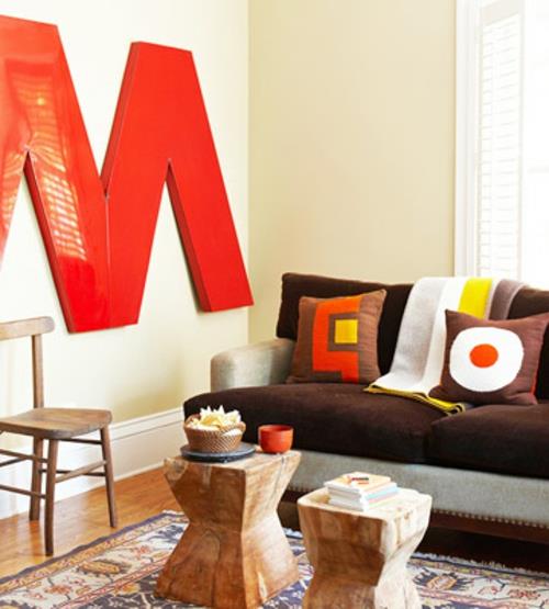 Peinture murale moderne pour le salon de la lettre brillante rouge à la maison