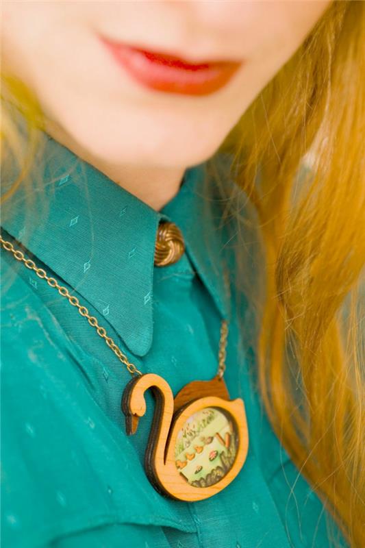 Biżuteria kostiumowa łańcuszki motywy bajkowe laliblue łabędź naszyjnik łańcuszek wisiorek łabędź