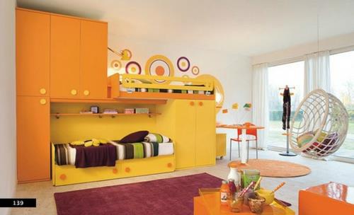 meble pomarańczowy pomysł biały wyposażenie pokój dziecięcy żółty
