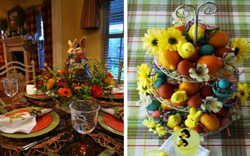 Décoration de Pâques objets de décoration lapin de Pâques fleurs poussins