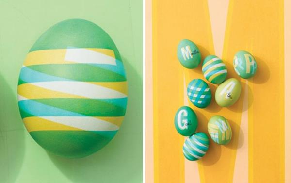 Peignez des œufs de Pâques colorés faites vos propres rayures