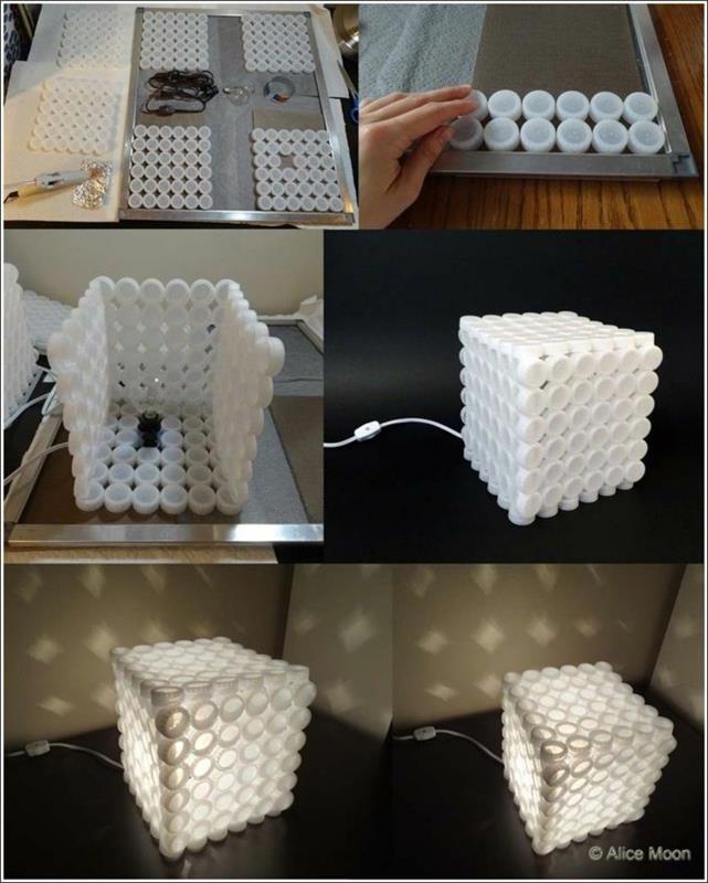 Recyclage de l'artisanat avec lampe à gobelets en plastique