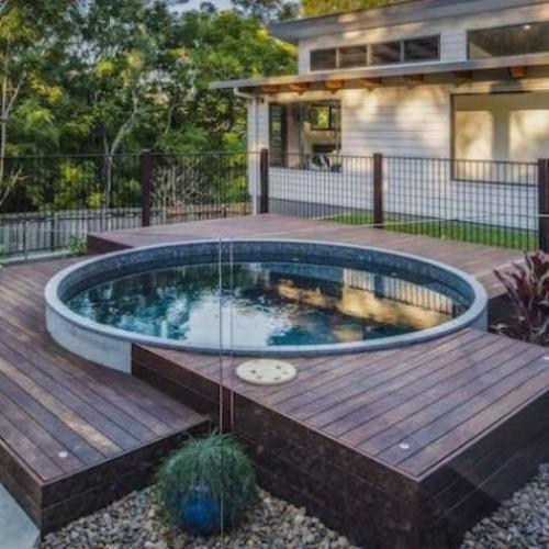 Okrągłe baseny ogrodowe idealny okrągły basen w podwórku z paneli drewnianych