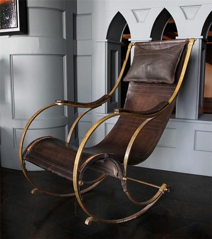 Chaises à bascule meubles de salon cuir et bois