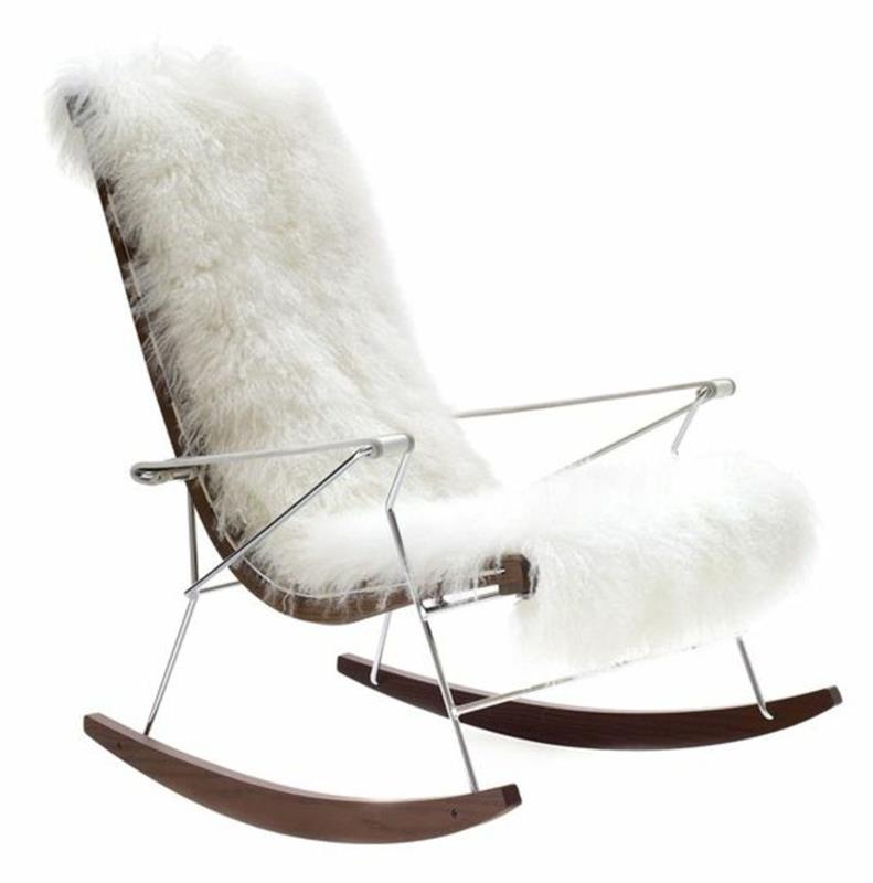 Chaise à bascule avec revêtement en fourrure Chaises à bascule au design classique