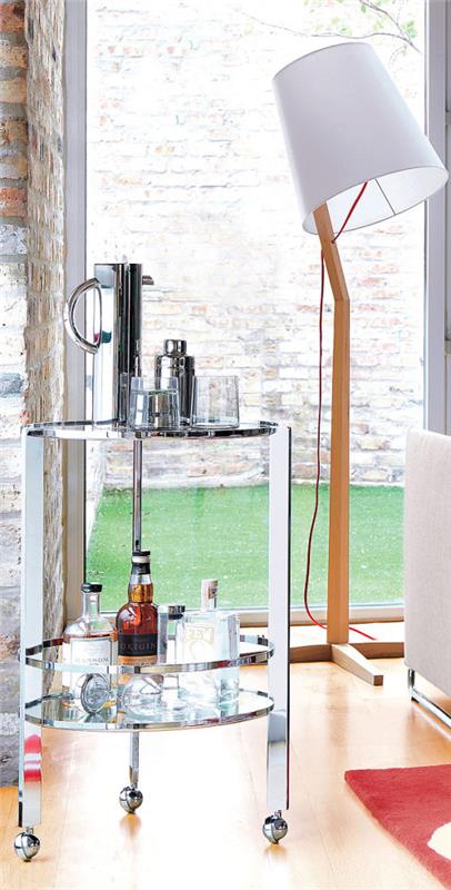 Idées de bar de maison chic pour votre maison chariot de bar mobile rond en métal