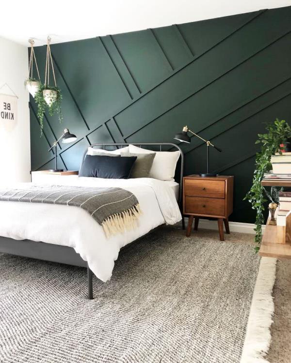 Idées de chambre à coucher mur d'accent vert idées de maison décoration d'intérieur