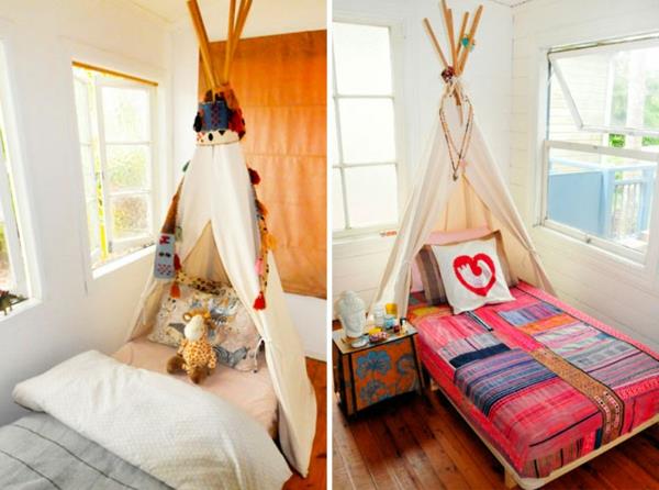 chambre d'enfant design tête de lit lit à baldaquin tente indienne