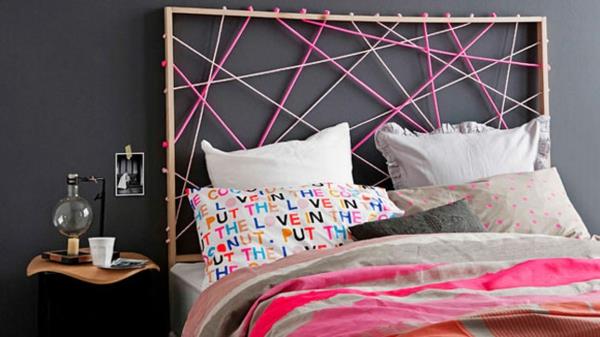 Conception de chambre à coucher cordes cadre de tête de lit coloré bois