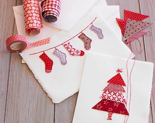 Zrób sobie piękne kartki świąteczne czerwone skarpetki Choinka