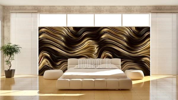 Papiers peints intissés 3D beaux et modernes pour chaque intérieur et préférence revêtement mural exclusif papier peint vague aspect métal