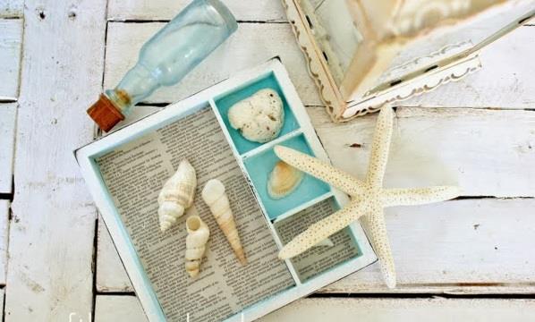 Boîte de souvenirs d'été de coquillages de sable