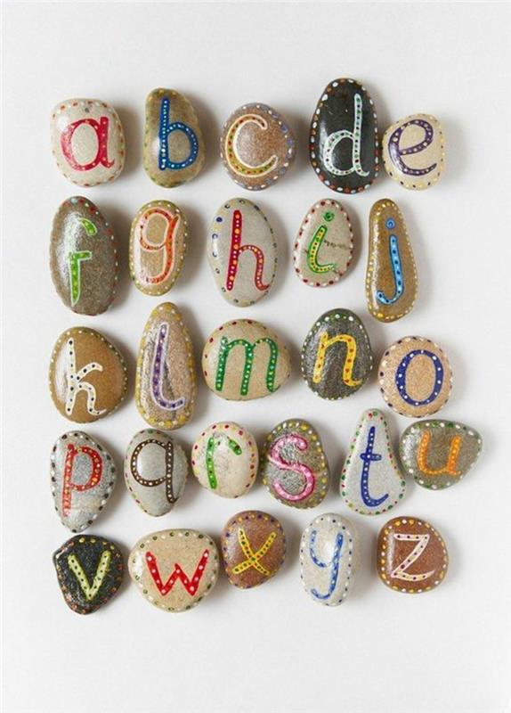 Malowanie kamieniami Tworzenie alfabetu za pomocą kamieni