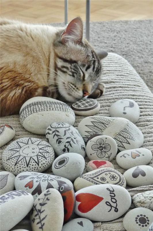 Maluj kamienie czerwone serca Rzemiosło z kamieni Dekoracja ogrodu dla kota