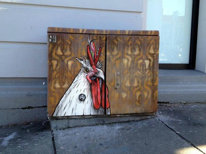 Street art artysta punkowy kogut