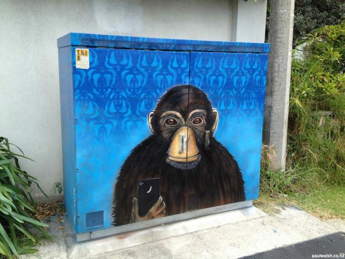 Selfie z szympansem artysty ulicznego