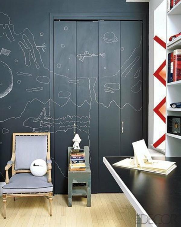 Peinture tableau noir bois chambre d'enfant peinture murale noir