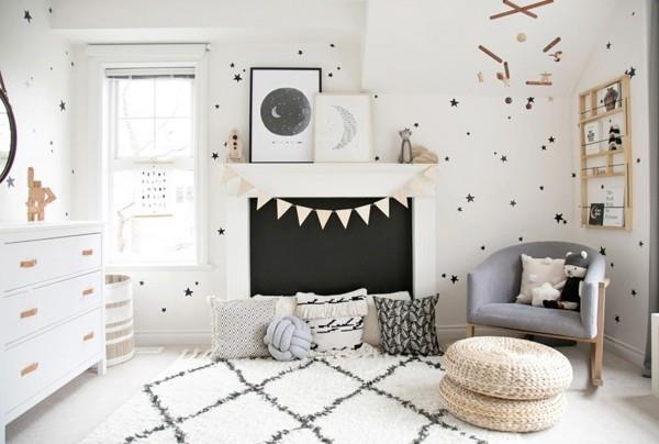 Mur de chambre d'enfant couleur tableau design blanc noir