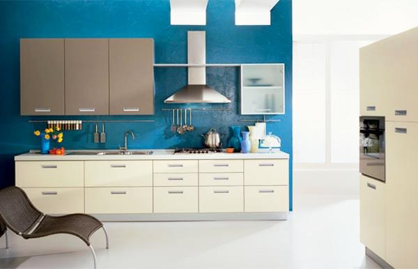 armoires de cuisine peinture murale bleu pigeon ameublement de cuisine