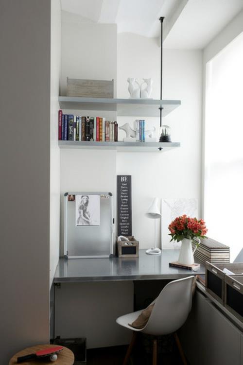 Conseils pour vos petites bibliothèques de bureau à domicile mur blanc gris ameublement de maison