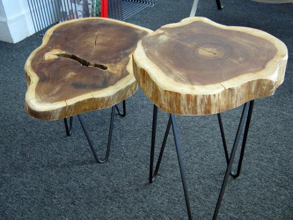 vintage stolik kawowy stół z drewna wykonany z pnia drzewa