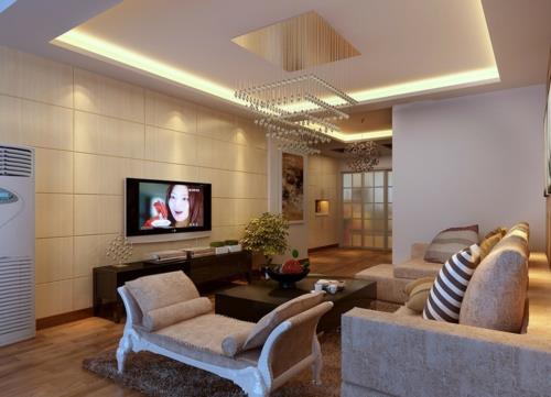 lambris de plafond dans le salon moderne classique