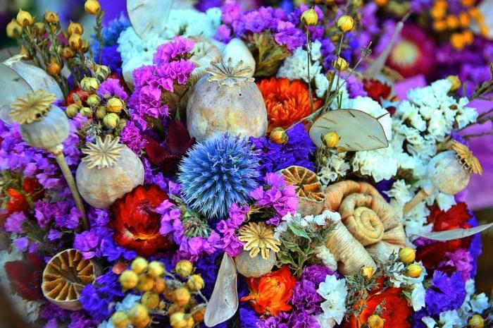 Bouquet de décoration fleurs séchées coquelicot