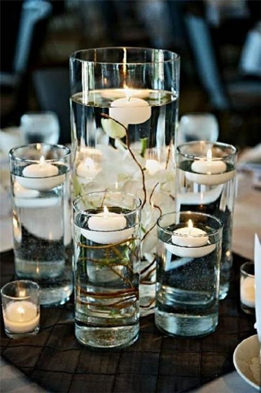 Woda i świece DIY dekoracje ślubne