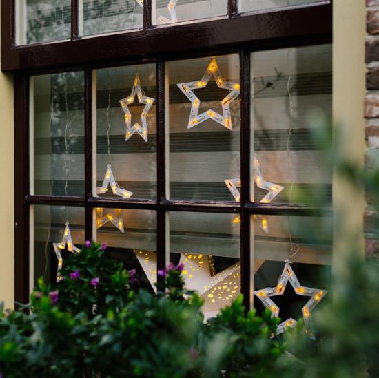 Świąteczne dekoracje okienne świecące gwiazdy LED zawieszone na ramie okna, aby zobaczyć od wewnątrz i na zewnątrz!