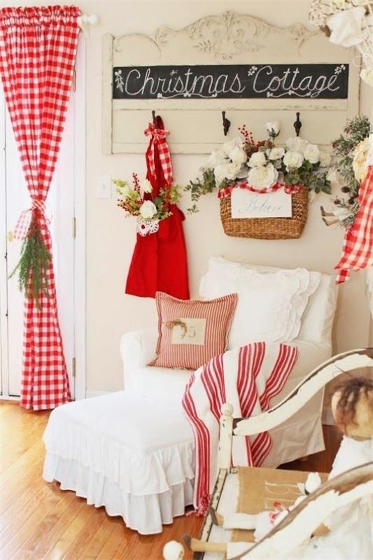 Idées déco de Noël dans les chambres rouges et blanches
