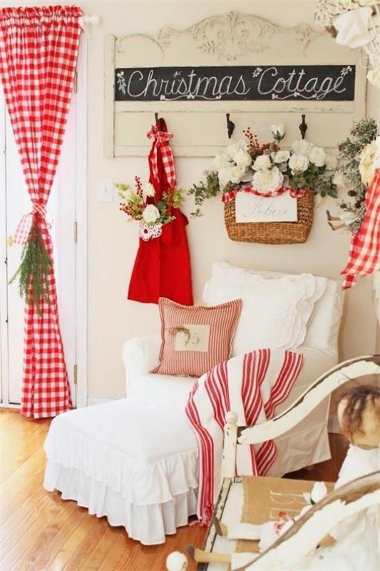 Idées déco de Noël dans les chambres rouges et blanches