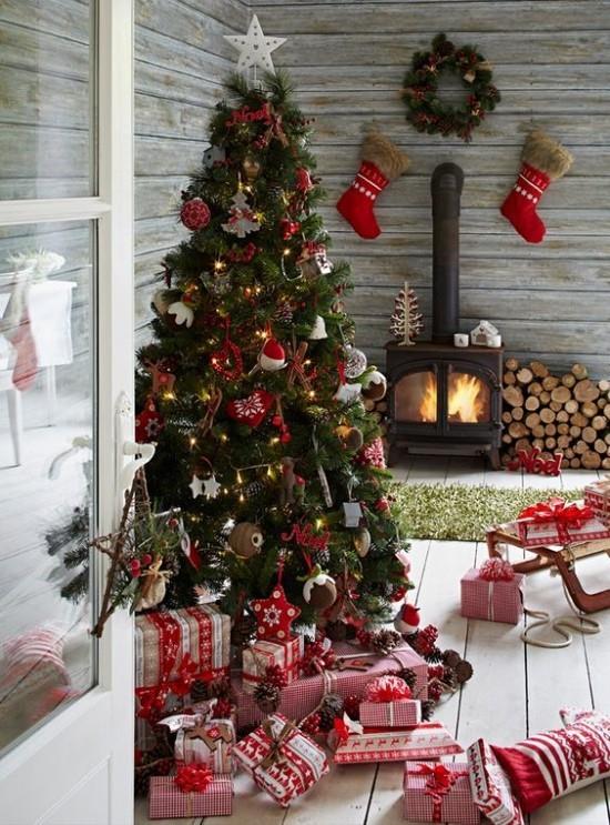 Idées de décoration de Noël en idées rouges et blanches