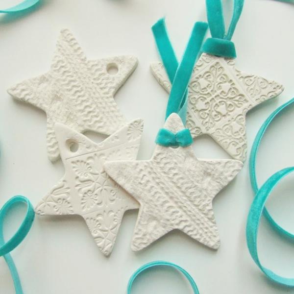 Świąteczne gwiazdki śliczne szablony rzemieślnicze dla dzieci biały turkus