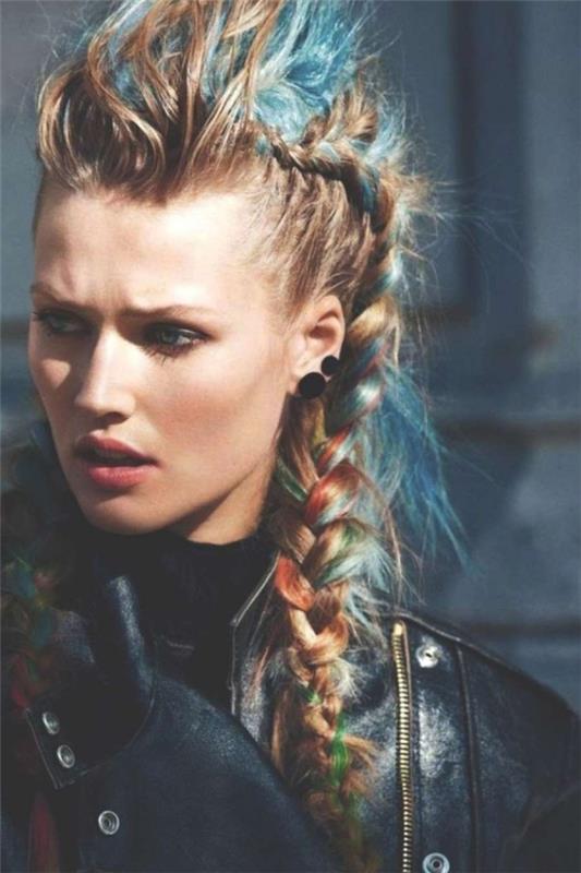 Coiffures vikings pour femmes et hommes, inspirées de la culture nordique, coiffure pompadour avec tresse