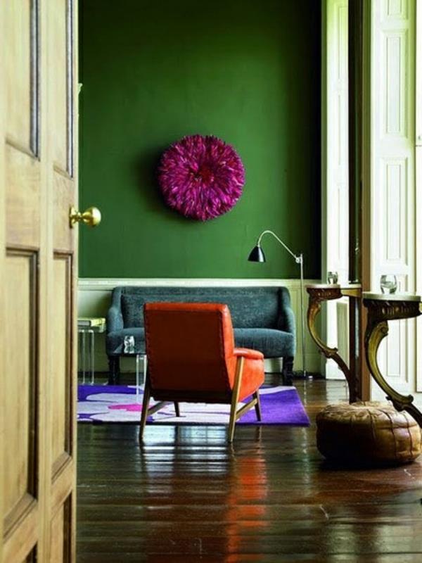 mur couleurs vert gras objets de décoration saturé