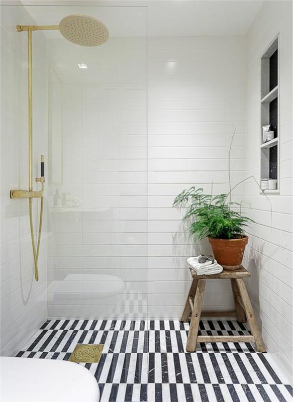 Idées de décoration d'intérieur carrelage salle de bain noir rayures blanches carrelage salle de bain