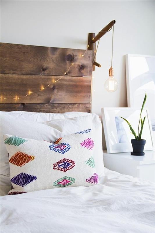 Idées déco pour chambre à coucher tête de lit en bois de style campagnard