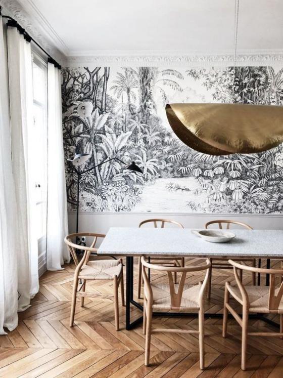 Aménagement intérieur contemporain de la salle à manger décorations murales très design
