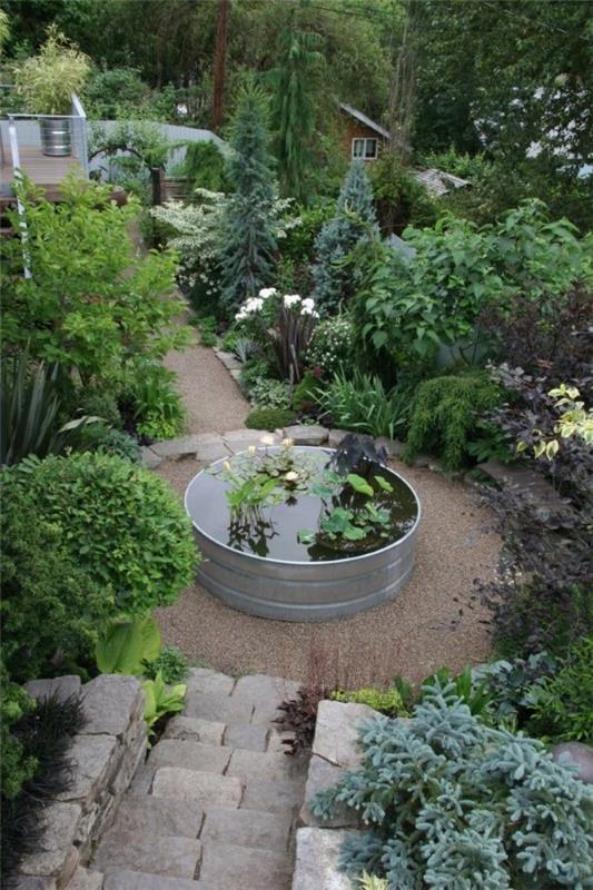 Décorer la baignoire en zinc - idées et astuces pour une décoration de jardin rustique étang de jardin idées de jardin décoration