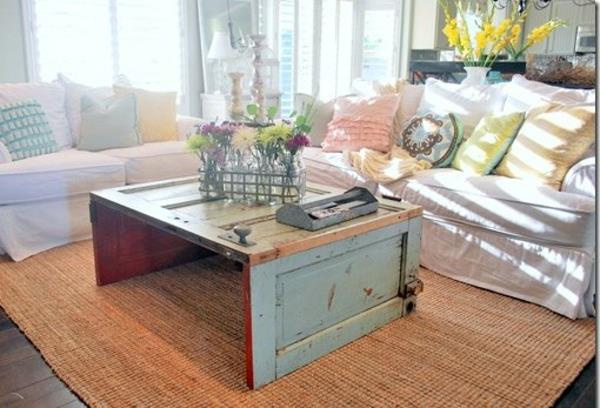 stare drzwi recyklingowe przedmioty dekoracyjne stolik kawowy malowane meble diy